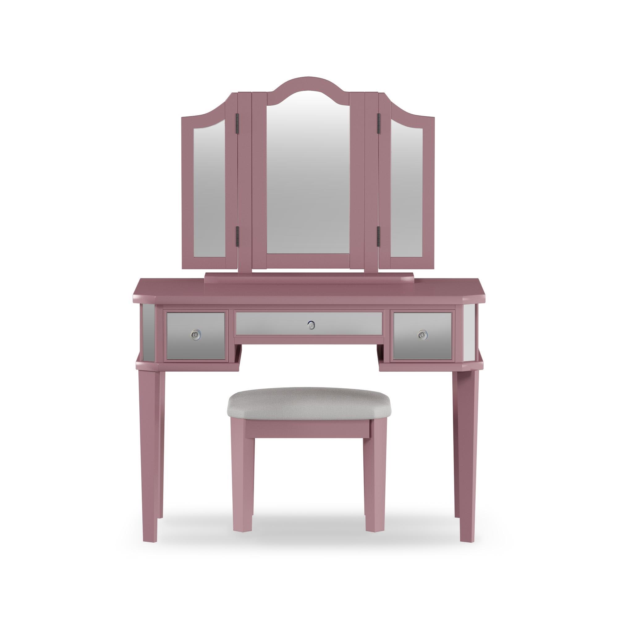 Furniture of America Lina Contemporary 3-Piece Vanity Set, Rose Gold