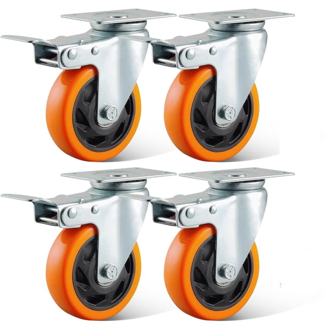 Roues en Mousse de Polyuréthane, Kit d'Installation Complet pour Application Large, Pneus Non Marquants Protègent les Sols des Rayures (4 Pcs)