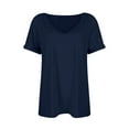 thumbnail image 5 of Dwralegc Deep V Neck Tops for Women Lightweight Casual T Shirt Summer Short Sleeve V-Neck Tops Tee Loose Fit Fashion Shirts Clothes Navy L, 5 of 5