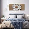 thumbnail image 3 of Shadudu Canvas Prints Wall Art - A Single White Flower with Thick Texture, Ready to Hang Room Home Art Decor, 16x24in 3pc with Frame Inside 16x24x3pcs, 3 of 8