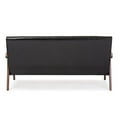 thumbnail image 4 of Baxton Studio Nikko Mid-century Modern Scandinavian Style Black Faux Leather Wooden 3-Seater Sofa, 4 of 5