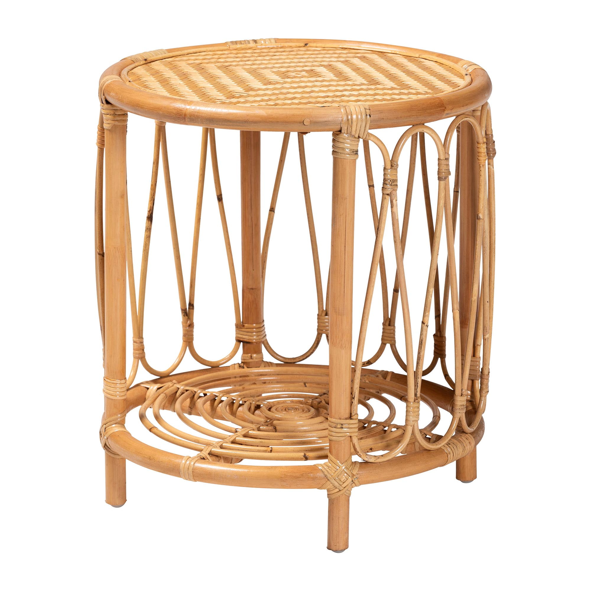 bali & pari Berilo Boho End Table, 2-Tier, Light Honey