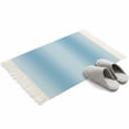 thumbnail image 4 of Blue Ombre Bathroom Rug 2'x3', Modern Abstract Art Farmhouse Gradient Low Profile Front Entryway Rug with Tassels, Woven Cotton Washable Kitchen Mat Carpet for Foyer Bedroom Back Door Decor, 4 of 9