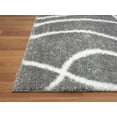 thumbnail image 4 of HR Plush Grey Carbon and White Wave-Patterned Shag Rug, 1-Inch Thick Soft High Pile, Stain-Resistant Carpet for Living Room, 4 of 6