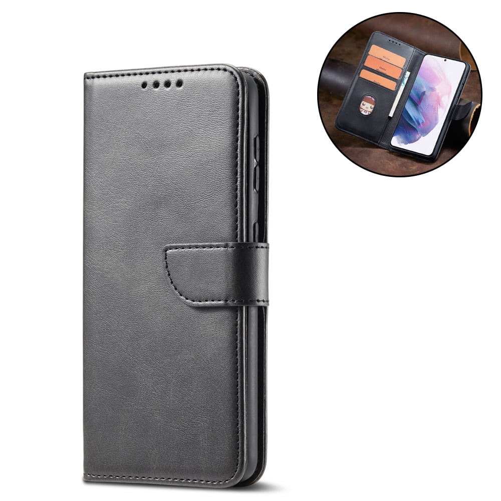 PU Leather Flip Wallet Case OCASE Compatible with Samsung Galaxy A12 5G Case with Card Holders Stand Protective Phone Cover 6.5 Inch Tempered Glass Screen Protector Black TPU Inner Case
