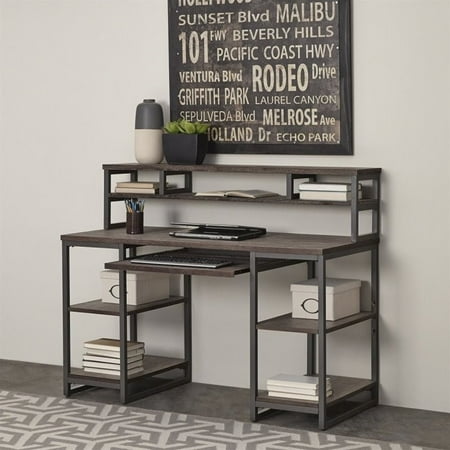 Home Styles Barnside Metro Computer Desk And Hutch In Gray