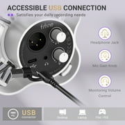 FIFINE K688 USB XLR Studio Microphone for PC Computer Recording, Podcast Dynamic Microphone for Live Streaming with Headphone Jack, Mute, Gain Control