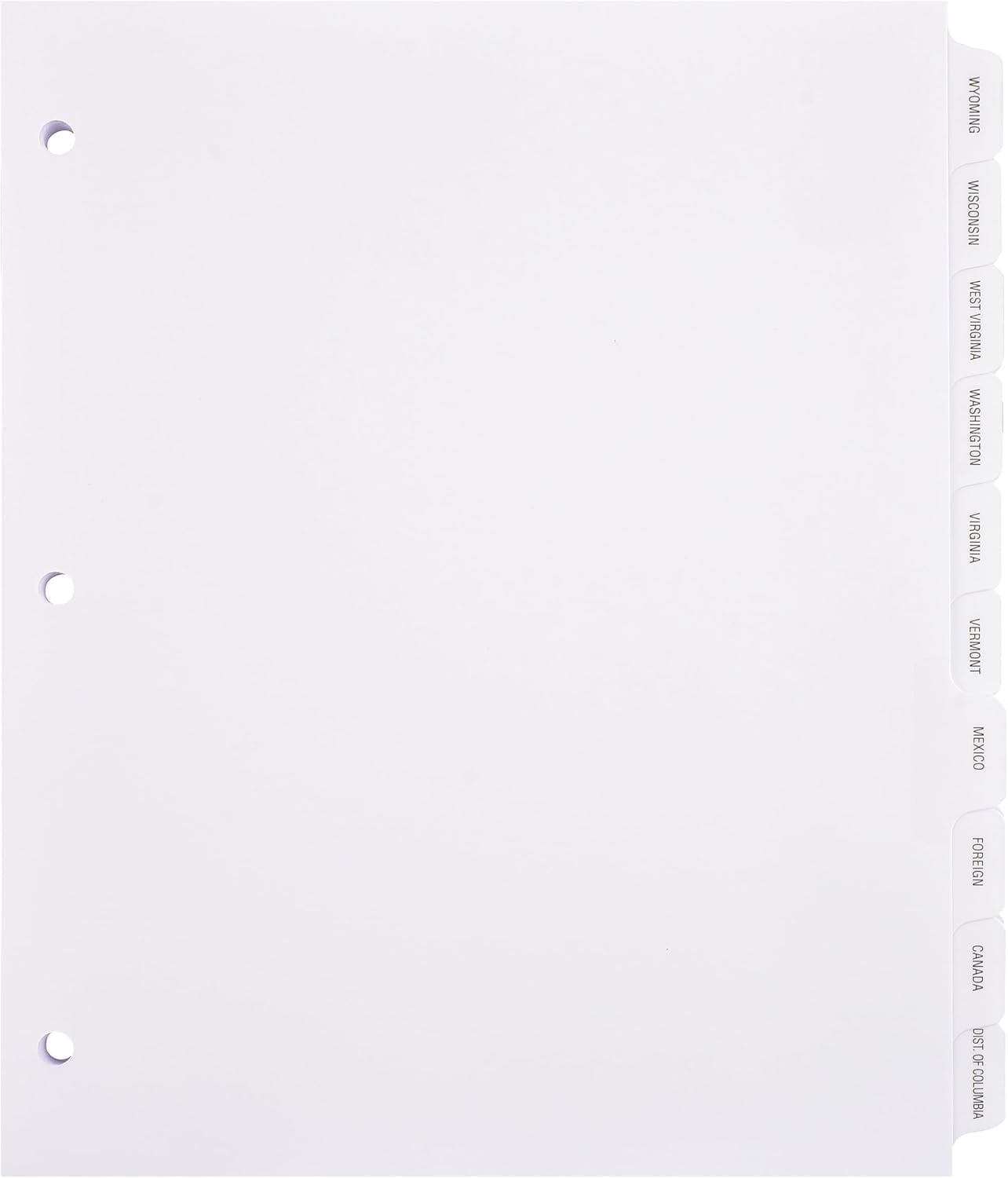 Exhibitindexes® Pre-Labeled State Divider/Index Tabs. Unpunched to Accommodate Various Binding Systems - Letter Size - Made in The USA