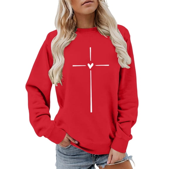 Sweatshirt for Women Chuancc Printed Sweatshirt Sweatshirt Sweatshirt Unisex Crewneck Sweatshirts Women Tops for Women Trendy Red 2Xl