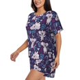thumbnail image 3 of Womens Pajama Sets With Pocket, Blue Purple Branches Gray Koala Lounge Sets Short Sleeve Sleepwear PJ Sets for Women, 3 of 6