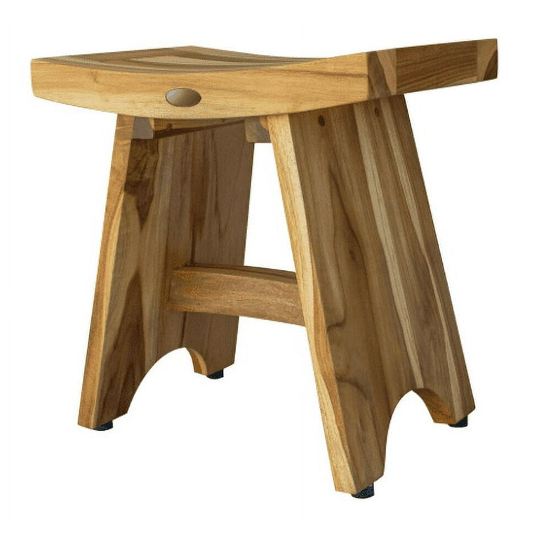 Compact Contemporary Teak Shower Stool in Natural Finish