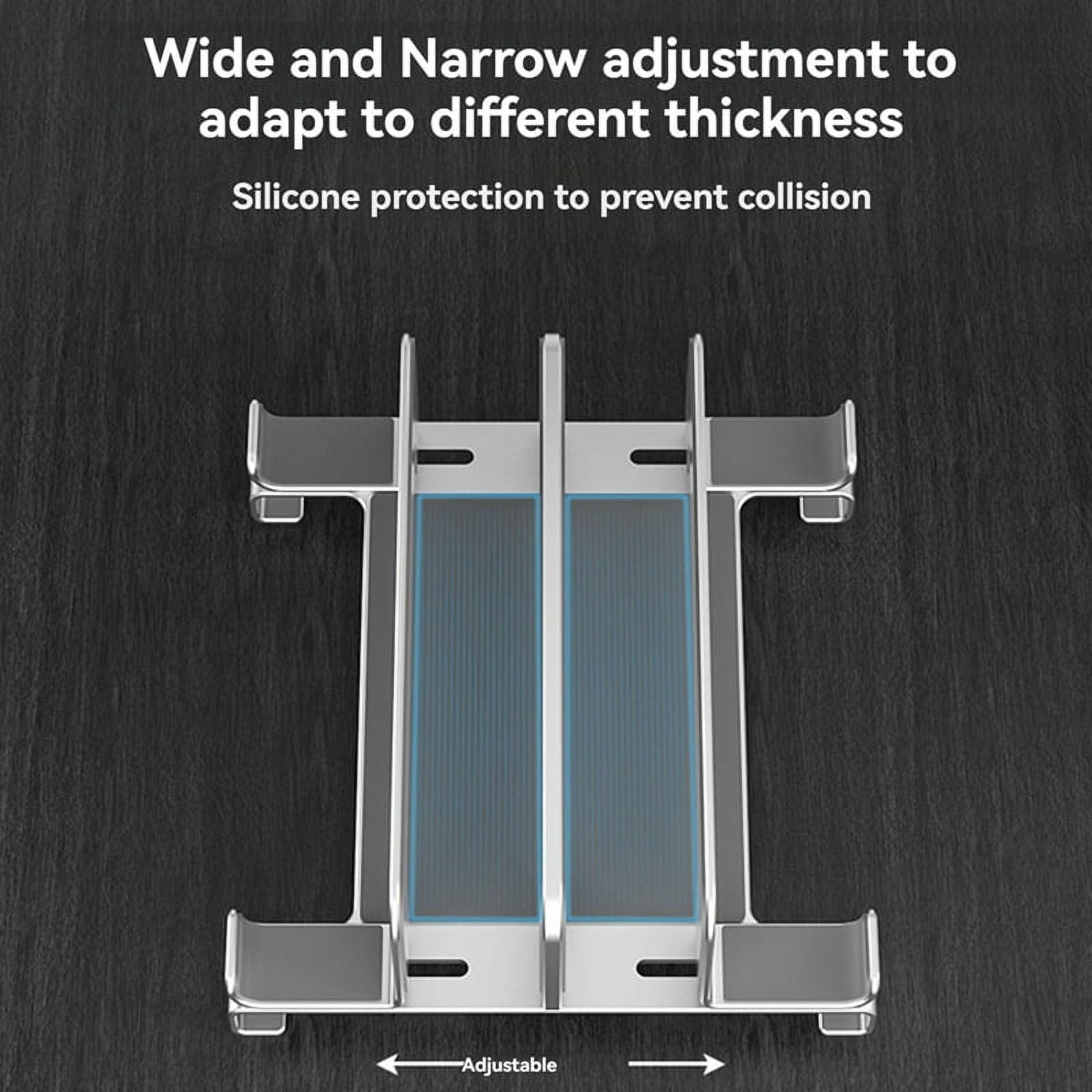 Laptop Stand Holder Adjustable Vertical Desktop Notebook Dock Space-Saving Computer Stand Silver