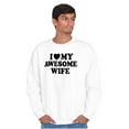 thumbnail image 4 of I Love My Awesome Wife Cute Husband Men's Big & Tall Crewneck Sweatshirt Brisco Brands 3X, 4 of 5