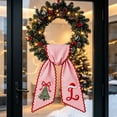 thumbnail image 2 of Christmas Wreath Sash Bow Red White Striped Fabric with Embroidery Letter for Front Door Decor, 2 of 7