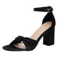 thumbnail image 5 of Rokment Women's Satin Silk Bowknot Dressy Sandals 2026 Stylish Business Formal Open Toe Ankle Strap Chunky Block High Heels Dress Pumps Summer Shoes for Wedding Banquet Black Size 6, 5 of 6