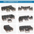 thumbnail image 4 of 7 Piece Outdoor Sectional Sofa Set, All-Weather Patio Furniture with Washable Cushions, Waterproof Brown Rattan Wicker Conversation Set for Backyard, Poolside, Gray Cushion, 4 of 8