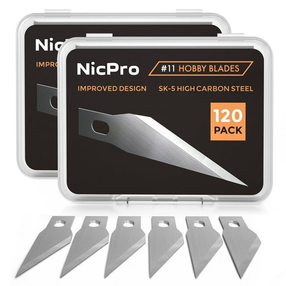 Nicpro 240 PCS Hobby Blades Set SK-5, Art Utility #11 Blades Refill Cutting Tool with Storage Case for Craft, Hobby, Scrapbooking, Stencil - 2 Pack of Case