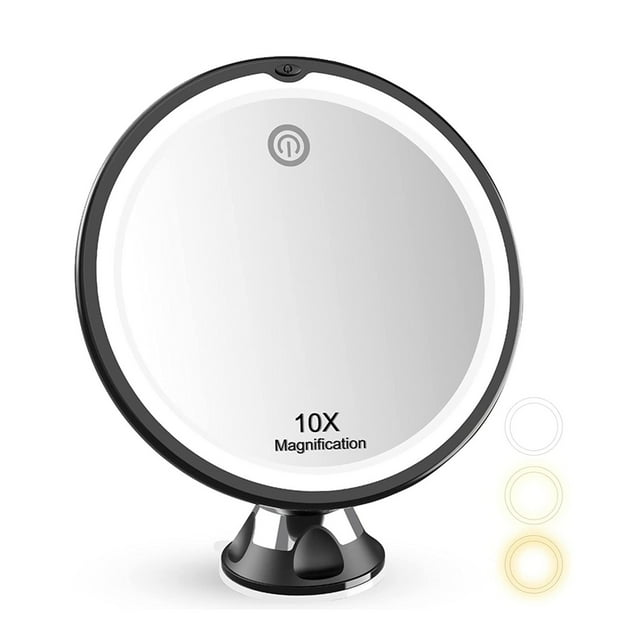 10X Magnifying Makeup Mirror With Led Light 360 Degree Rotating Cosmetic Vanity Makeup Mirror Suction Cup Bathroom Shower Mirror ,Widely Use