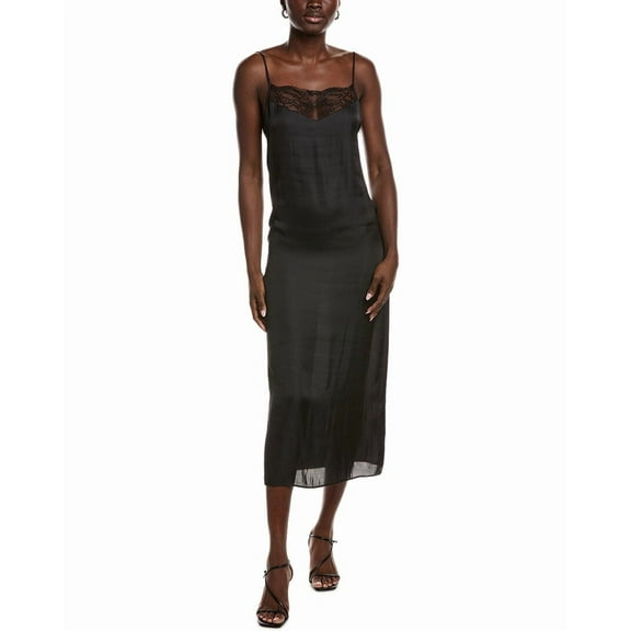 Maje womens  Lace Neckline Slip Dress, 34, Black