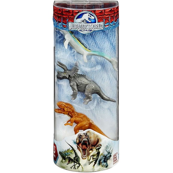Hasbro Mini Dinos Mosasaurus, Triceratops & Tyrannosaurus Rex Figure, 3 Pack