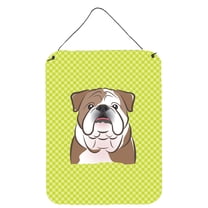 Caroline's Treasures BB1281DS1216 Checkerboard Lime Green English Bulldog  Wall or Door Hanging Prints, 12x16,