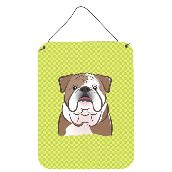 Caroline's Treasures BB1281DS1216 Checkerboard Lime Green English Bulldog  Wall or Door Hanging Prints, 12x16,