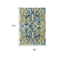thumbnail image 6 of 7' X 10' Green Gray and Tan Floral Power Loom Area Rug, 6 of 10