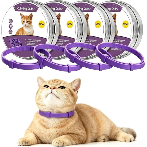 Calming Collars for Cats 4 Pack, Secure Anti-Slip, Durable & Adjustable,Ideal for Multi-Cat Homes & Introducing New Pets.