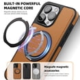 thumbnail image 2 of Allytechgroup Magnetic Case for iP Magnetic Case for iPhone 13 Pro, Built-in Invisible 360° Rotatable Kickstand, Compatible with MagSafe, PU Leather Slim Shockproof Protective Phone Case Cover, Brown, 2 of 7