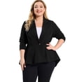 thumbnail image 1 of Blazer de talgrande pamujer con solacon muescas, dobladillo con volantes y péplum, paNavidad Negro 4X, 1 of 6