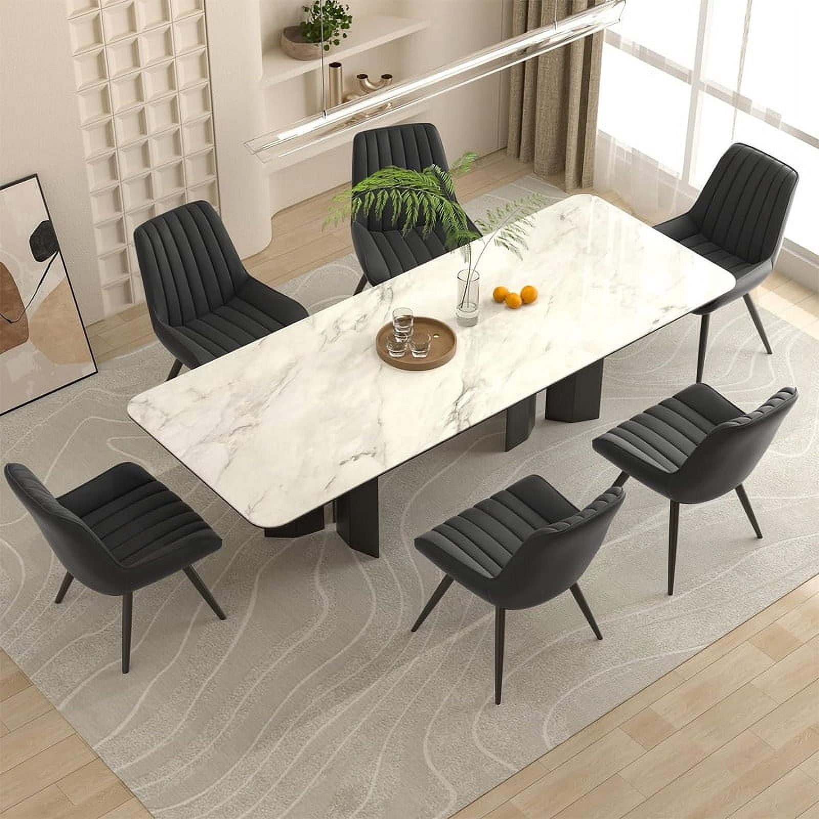 Hawsaiy Modern Upholstered Dining Chairs Set of 2, Comfy Kitchen Side Chairs with Thick Cushions & Metal Legs, Black