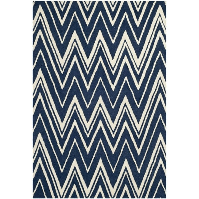 Safavieh Cambridge 3' X 5' Hand Tufted Wool Rug in Navy and Ivory
