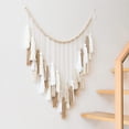thumbnail image 3 of Bohemian Wall Hanging Tapestries - Chic Boho Handmade Decor Woven Tapestry with Wooden Beads and Tassel, Colorful Home Wall Art Decoration, 43" x 39",Beige, 3 of 5