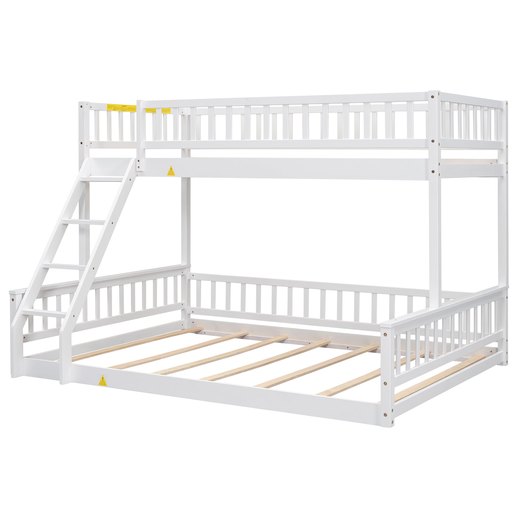 Euroco Wood Twin XL over Queen Size Bunk Bed, 2-in-1 Bed for Kids Teens Adults, Divided 2 Single Platform Beds, White