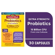Nature Made Probiotics Extra Strength 15 Billion CFU from Live Cultures Capsules, 30 Count