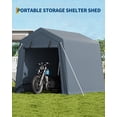 thumbnail image 4 of Lumiparty 6x6 FT Portable Outdoor Storage Shed, Waterproof Shelter with Roll-Up Zipper Door, UV Resistant Garage Tent for Motorcycle, Firewood & Tools, Gray, 4 of 8