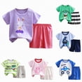 thumbnail image 4 of TOWED22 Toddler Girls Boys Shorts Sets 2 Piece Colorful Print Short Sleeve T-Shirt and Shorts Set Round Neck Tee Outfits Clothes(Light Green,5-6 Y), 4 of 4
