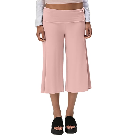 MLQIDK Pedal Pushers for Women Yoga Capri Pants Trendy Summer High Waisted Knee Length Ladies Leggings Dressy Casual Yoga Capris with Pockets Pink M