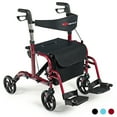 thumbnail image 1 of Goplus Folding Medical Rollator Walker Aluminum Transport Chair Adjustable Handle Red, 1 of 10