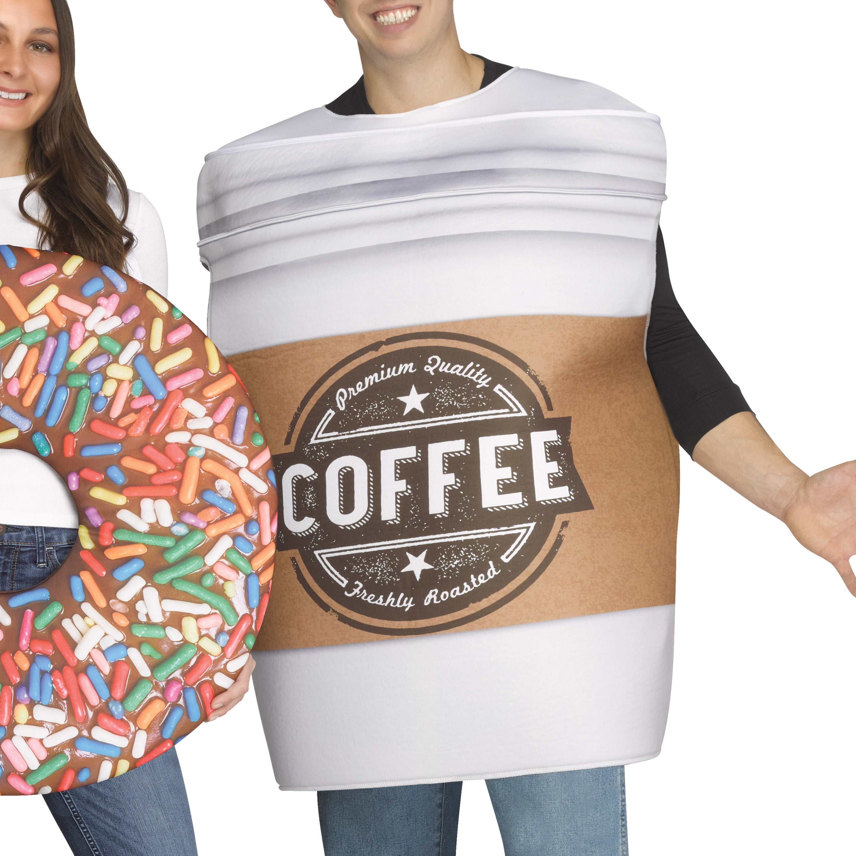 Coffee and Donut, 2pc, Halloween Couple Costume for Adults, Adult Size S-XL (28-42), by Way to Celebrate