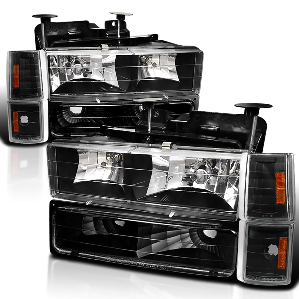 SpecD Tuning Black + Corner Lights + Bumper Lights Compatible with 19941998 GMC C10 Left