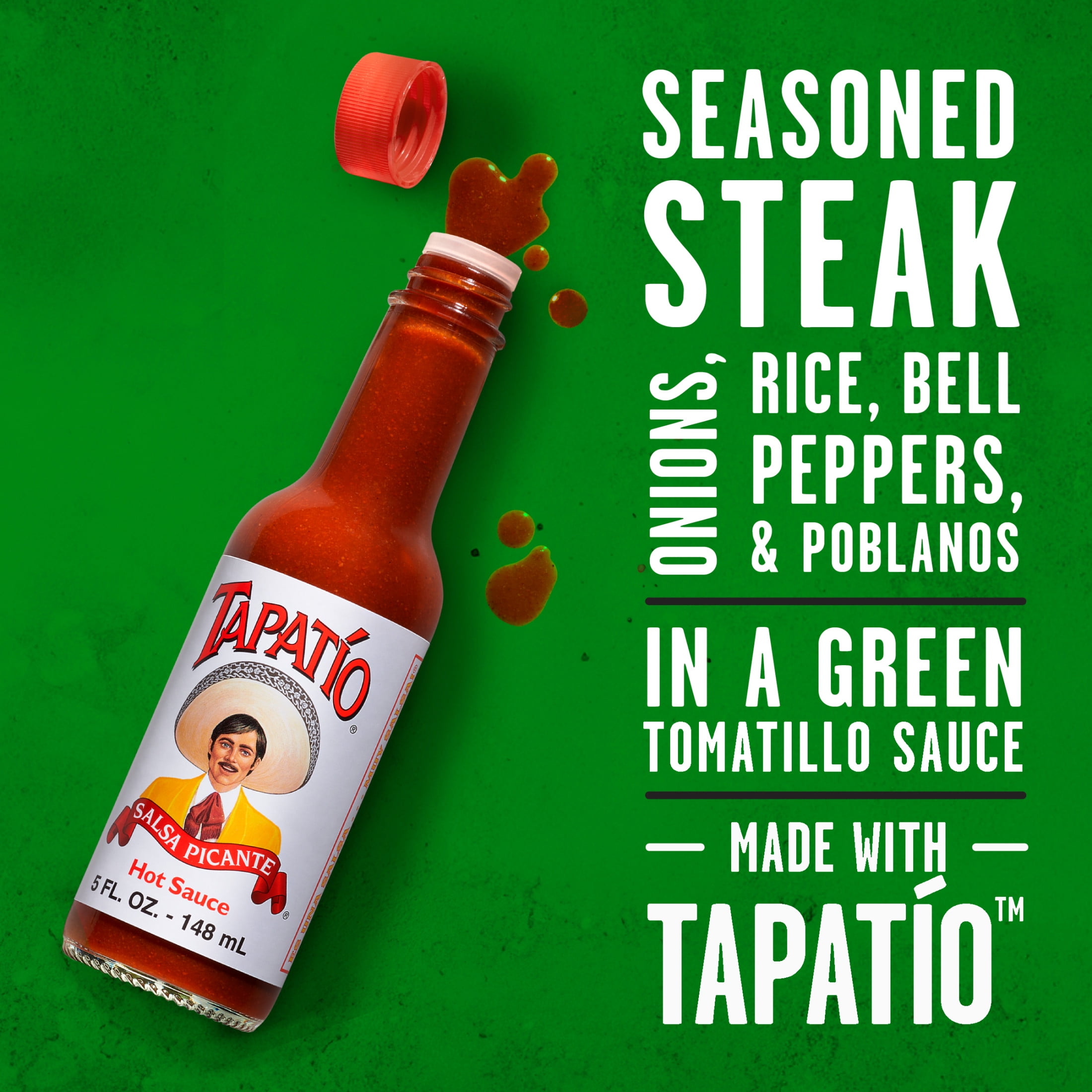 Tapatio Salsa Verde Steak Bowl Mexican Microwave TV Dinner with Tapatio Hot Sauce Entree Food Meal, 10 oz (Frozen)