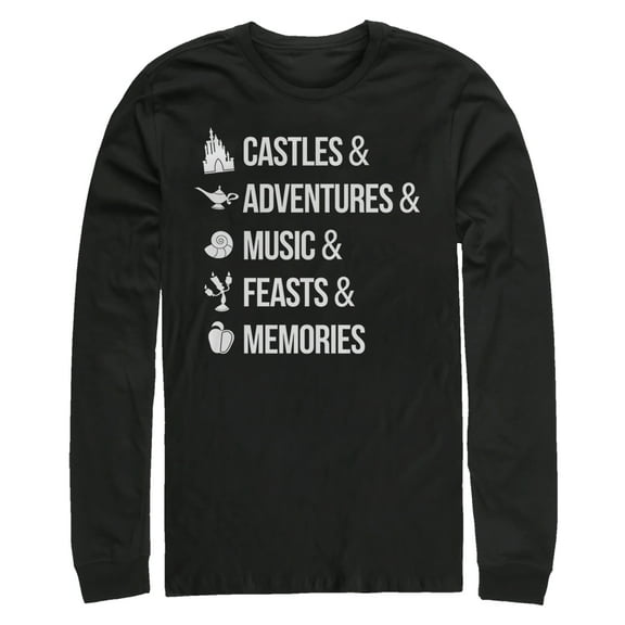 Men's Disney Princesses Magic Keywords Long Sleeve Shirt Black Large
