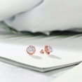 thumbnail image 4 of Gem Stone King 18K Rose Gold Plated Silver White Moissanite Flower Stud Earrings for Women Men (1.60 Cttw, Gemstone Birthstone, Round 6MM), 4 of 4