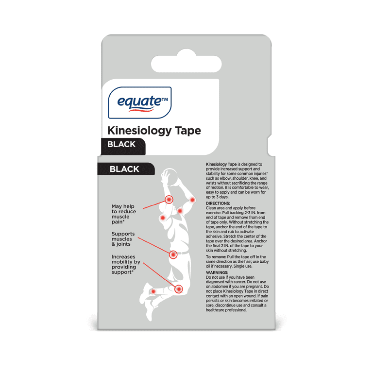 Equate Kinesiology Tape, Black, 20 Precut Strips photo 2