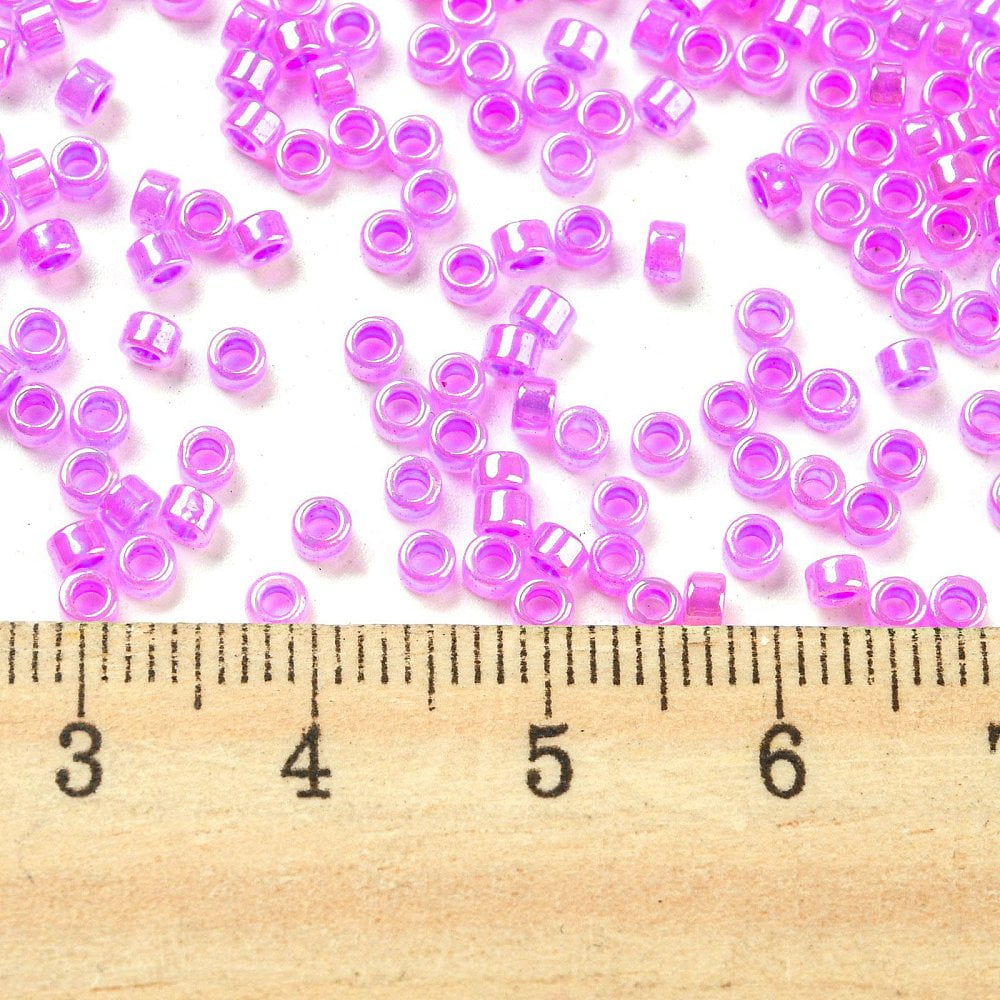 Electroplate Transparent Glass Seed Beads Ceylon Cylinder Magenta 2.5x1.6mm Hole: 1.4mm about 50398pcs/pound