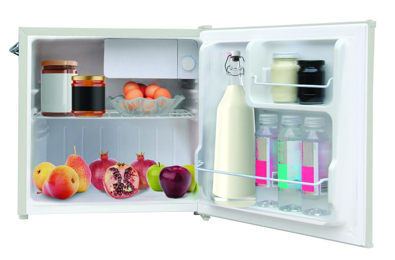 Hamilton Beach 1.6 Cu. Ft. Retro Refrigerator With Built-In Side Bottle Opener, 2 Liter Door Basket, Cream, HBF1600