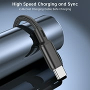 Cshidworld USB C Cable 2.4A Fast Charging Cable, 3Pack 3/6/6 FT , Premium Nylon Fast Charging Cables, Compatible with iPhone 15 Samsung Galaxy Note 10/10+ Plus/9/8, S20 S10 S9 S8 Plus,Black