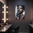 thumbnail image 4 of ZHONGYUTONG Blue African American Wall Art Black Women Art Wall Decor Elegant Woman Canvas Prints Fashion Charm Girl Poster for Female Bedroom Home Framed (12.00" x 18.00"), 4 of 5