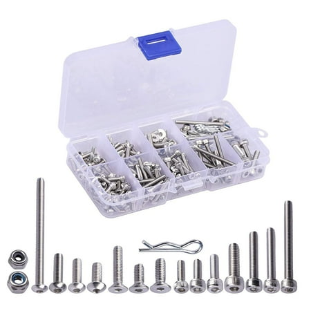 

205Pcs Stainless Steel Rc Countersunk Screw Kit for 1/10 1/8 Traxxas Slash Axial Hpi Arrma Redcat Rc Truck